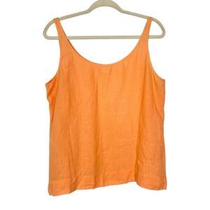 Eileen Fisher Tank Top Womens Medium Orange 100% Irish Linen Sleeveless Blouse